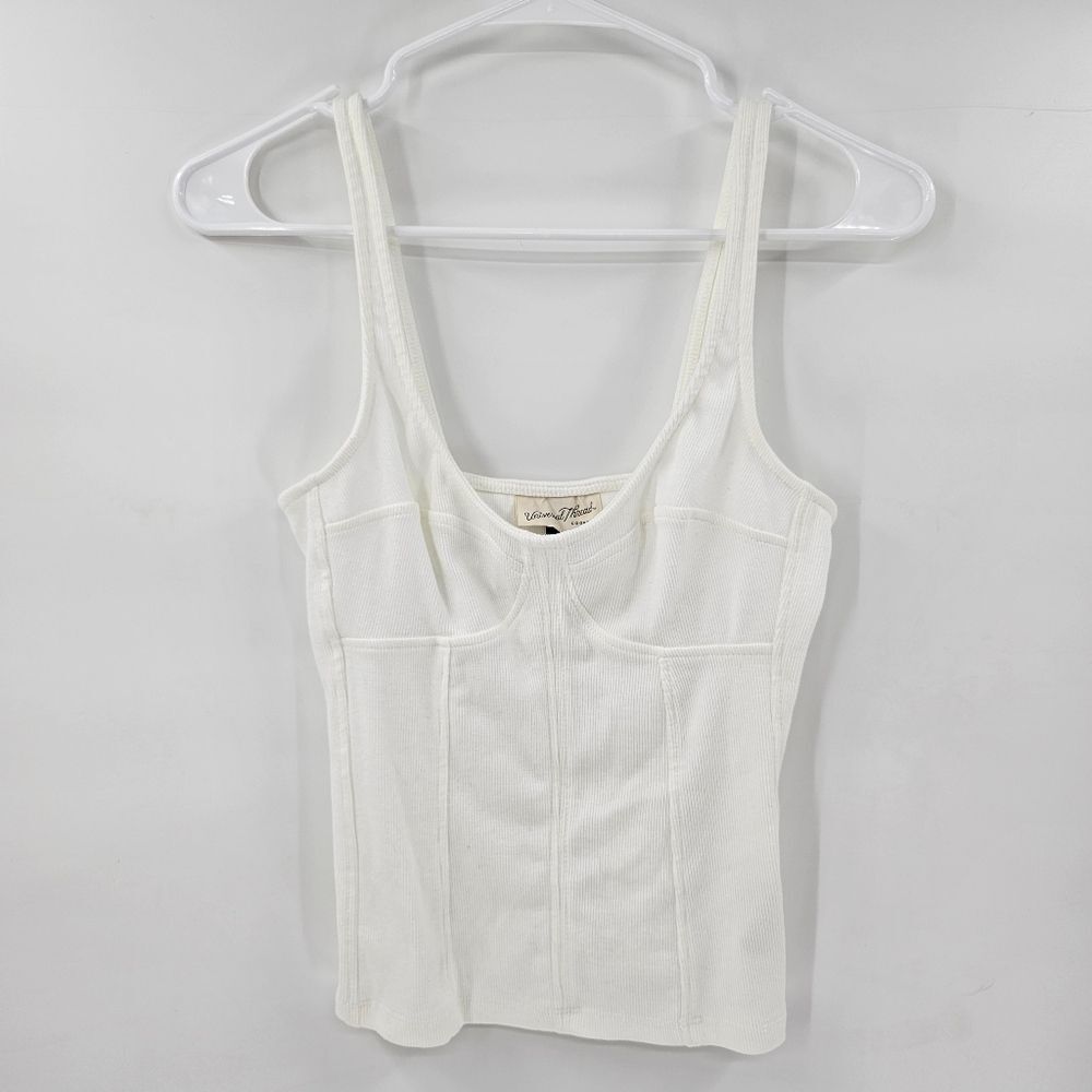 Universal thread tank top small crop corset style white